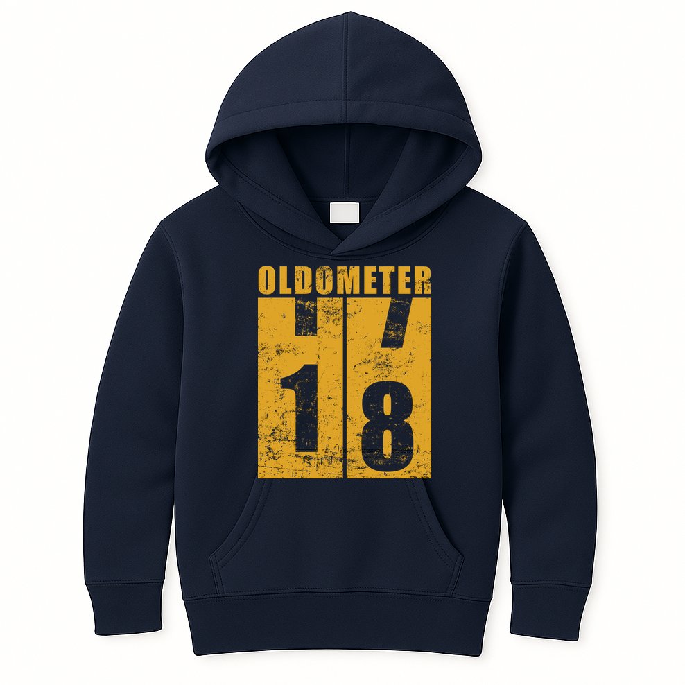 Retro Vintage Oldometer 18 Years Old Kids Hoodie