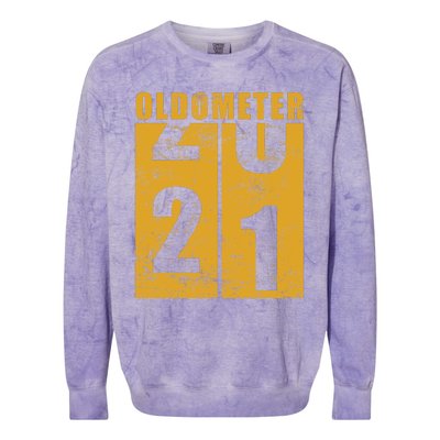 Retro Vintage Oldometer 21 Years Old Colorblast Crewneck Sweatshirt