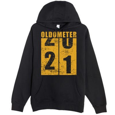 Retro Vintage Oldometer 21 Years Old Premium Pullover Hoodie