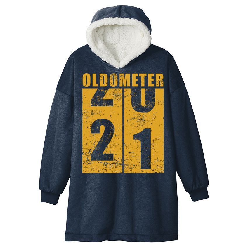 Retro Vintage Oldometer 21 Years Old Hooded Wearable Blanket