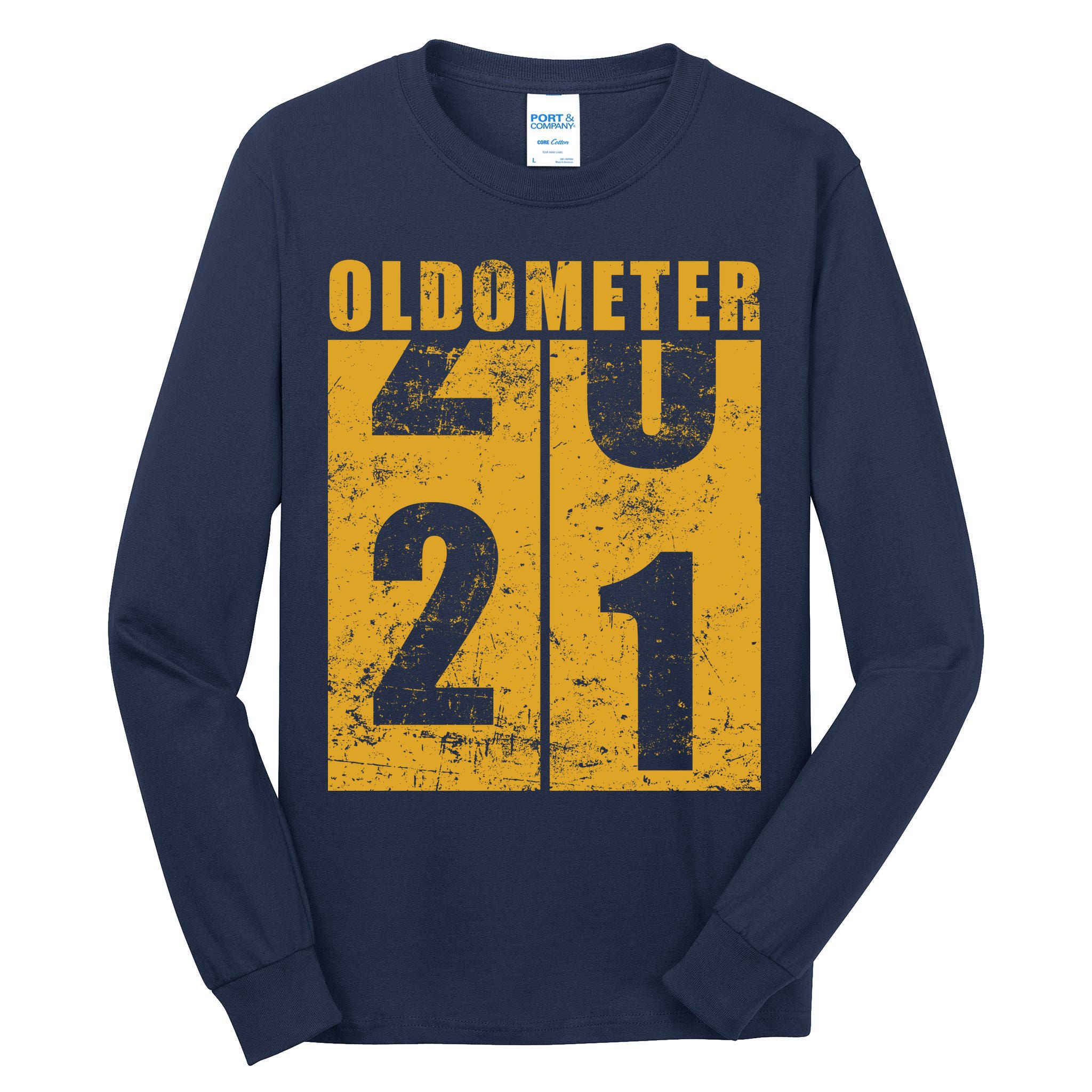Retro Vintage Oldometer 21 Years Old Tall Long Sleeve T-Shirt