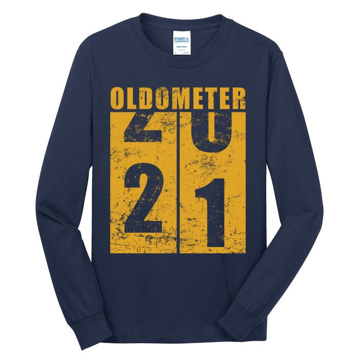 Retro Vintage Oldometer 21 Years Old Tall Long Sleeve T-Shirt