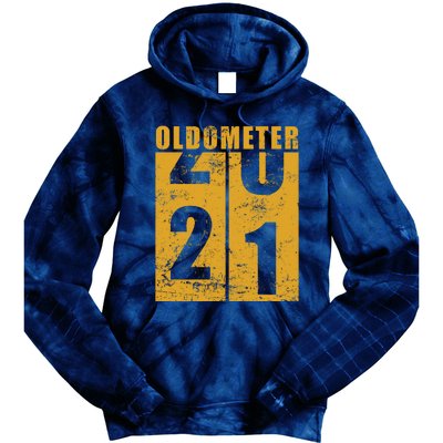 Retro Vintage Oldometer 21 Years Old Tie Dye Hoodie