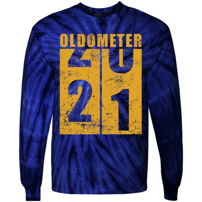 Retro Vintage Oldometer 21 Years Old Tie-Dye Long Sleeve Shirt