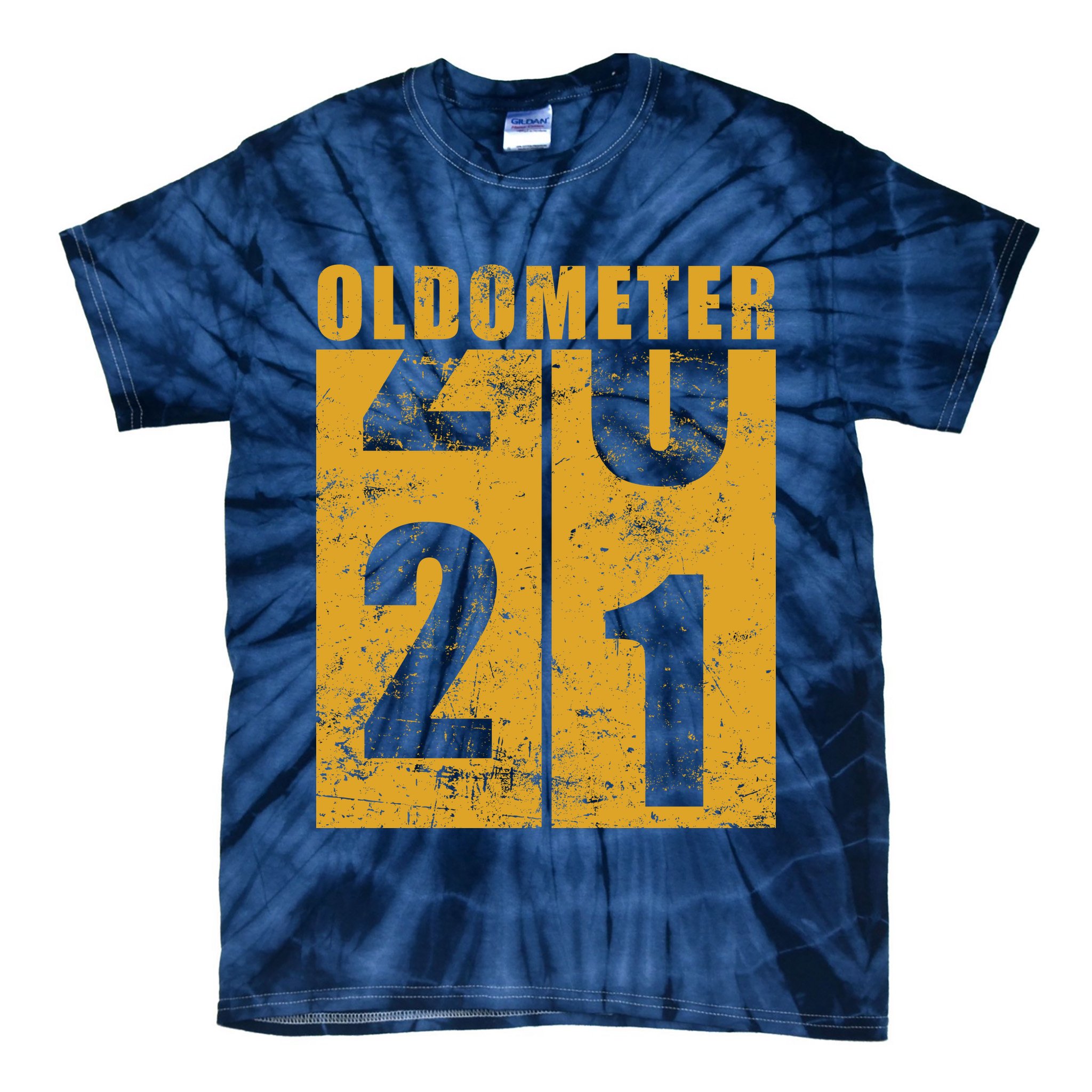 Retro Vintage Oldometer 21 Years Old Tie-Dye T-Shirt