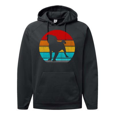 Retro Vintage Pug Performance Fleece Hoodie