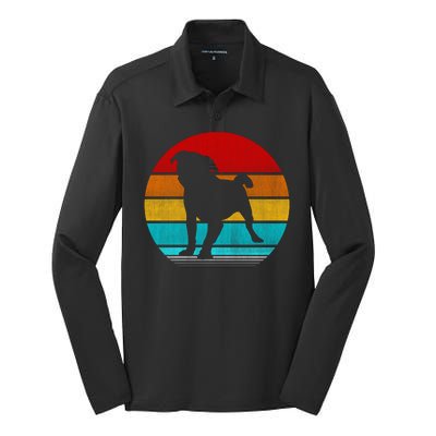 Retro Vintage Pug Silk Touch Performance Long Sleeve Polo