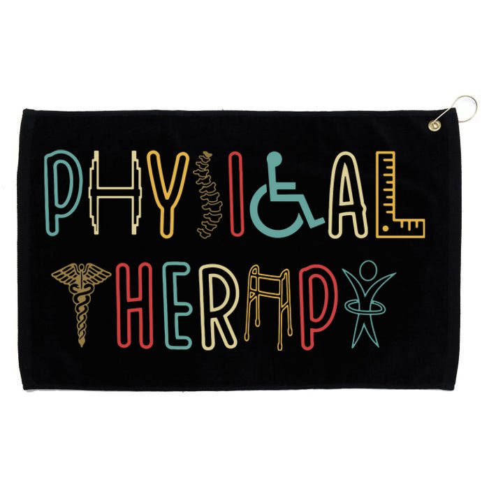 Retro Vintage Physical Therapy Funny Physical Therapist Grommeted Golf Towel