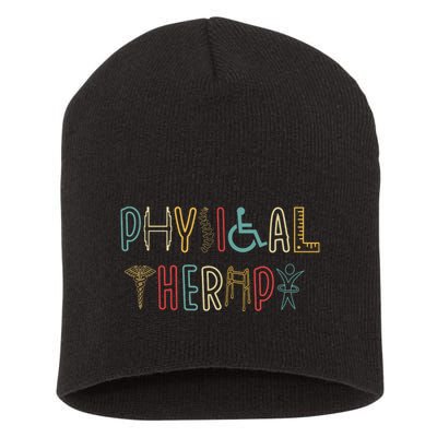 Retro Vintage Physical Therapy Funny Physical Therapist Short Acrylic Beanie