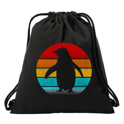 Retro Vintage Penguin Drawstring Bag