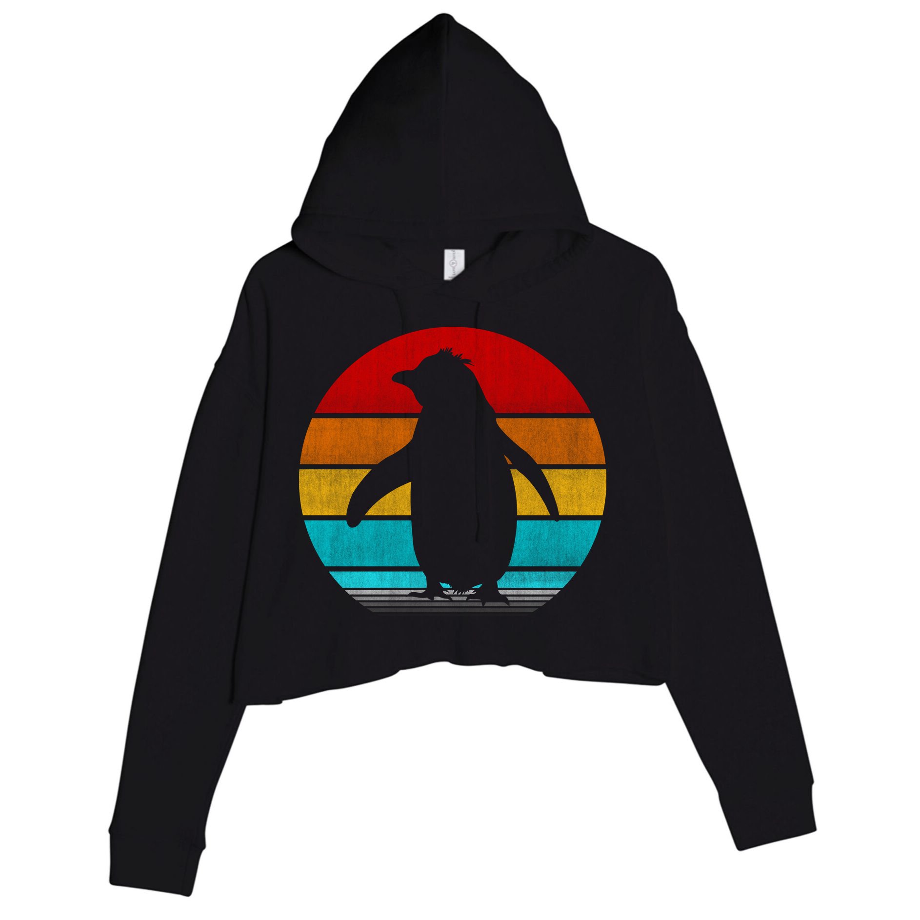Retro Vintage Penguin Crop Fleece Hoodie