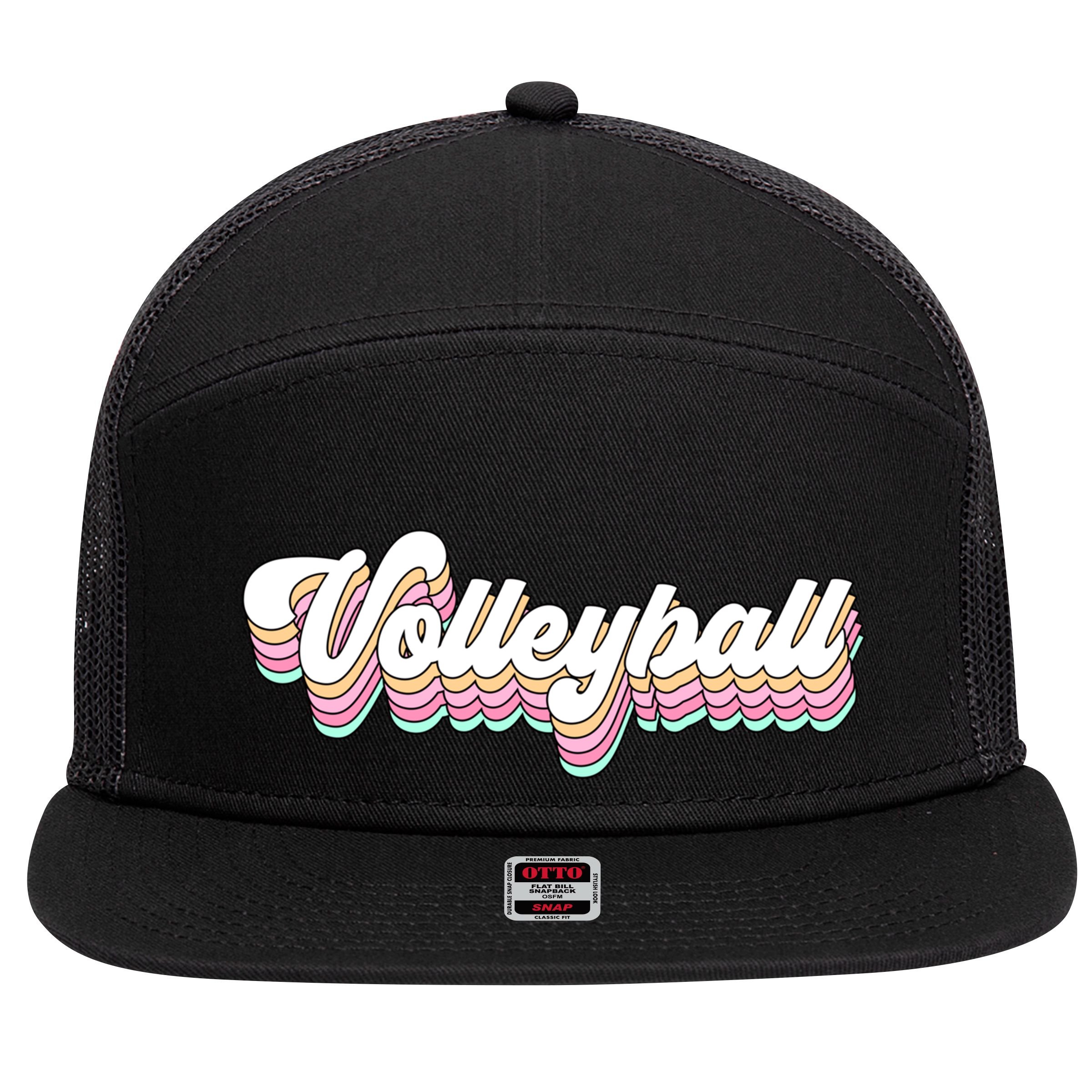 Retro Volleyball Pastel Aesthetic N Groovy Gift 7 Panel Mesh Trucker Snapback Hat