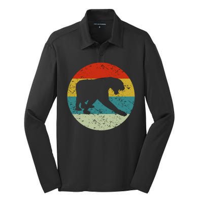 Retro Vintage Panther Silk Touch Performance Long Sleeve Polo