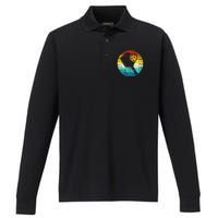 Retro Vintage Pickleball Silhouette Pickleball Performance Long Sleeve Polo