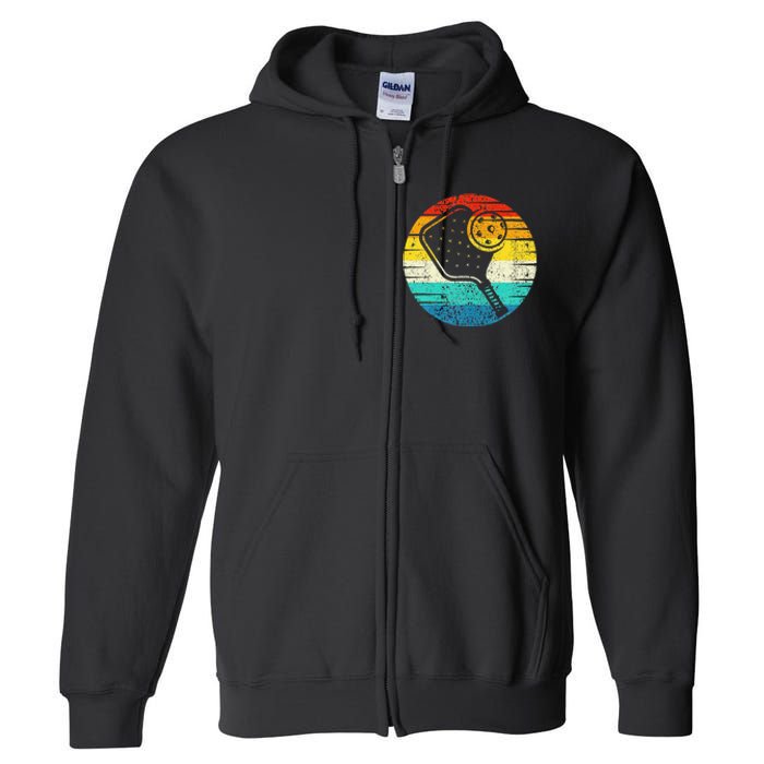 Retro Vintage Pickleball Silhouette Pickleball Full Zip Hoodie