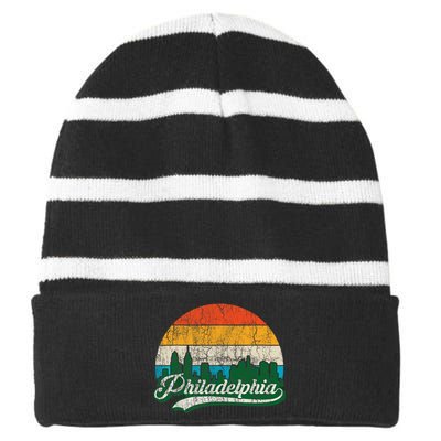 Retro Vintage Philly Dancing On My Own Philadelphia Striped Beanie with Solid Band