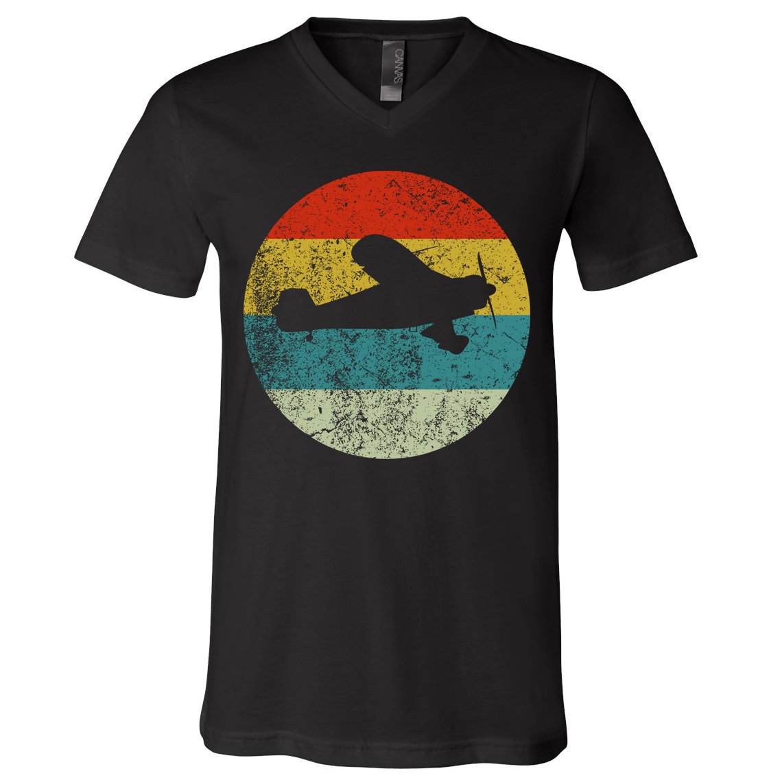 Retro Vintage Plane V-Neck T-Shirt
