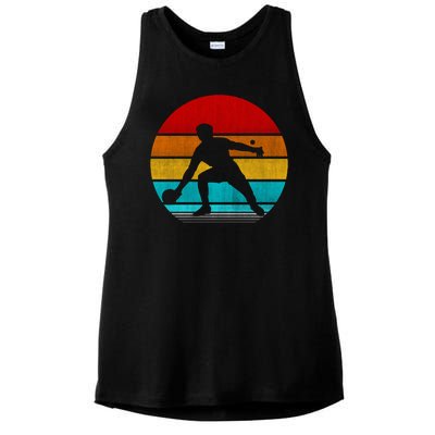 Retro Vintage Ping Pong Ladies PosiCharge Tri-Blend Wicking Tank