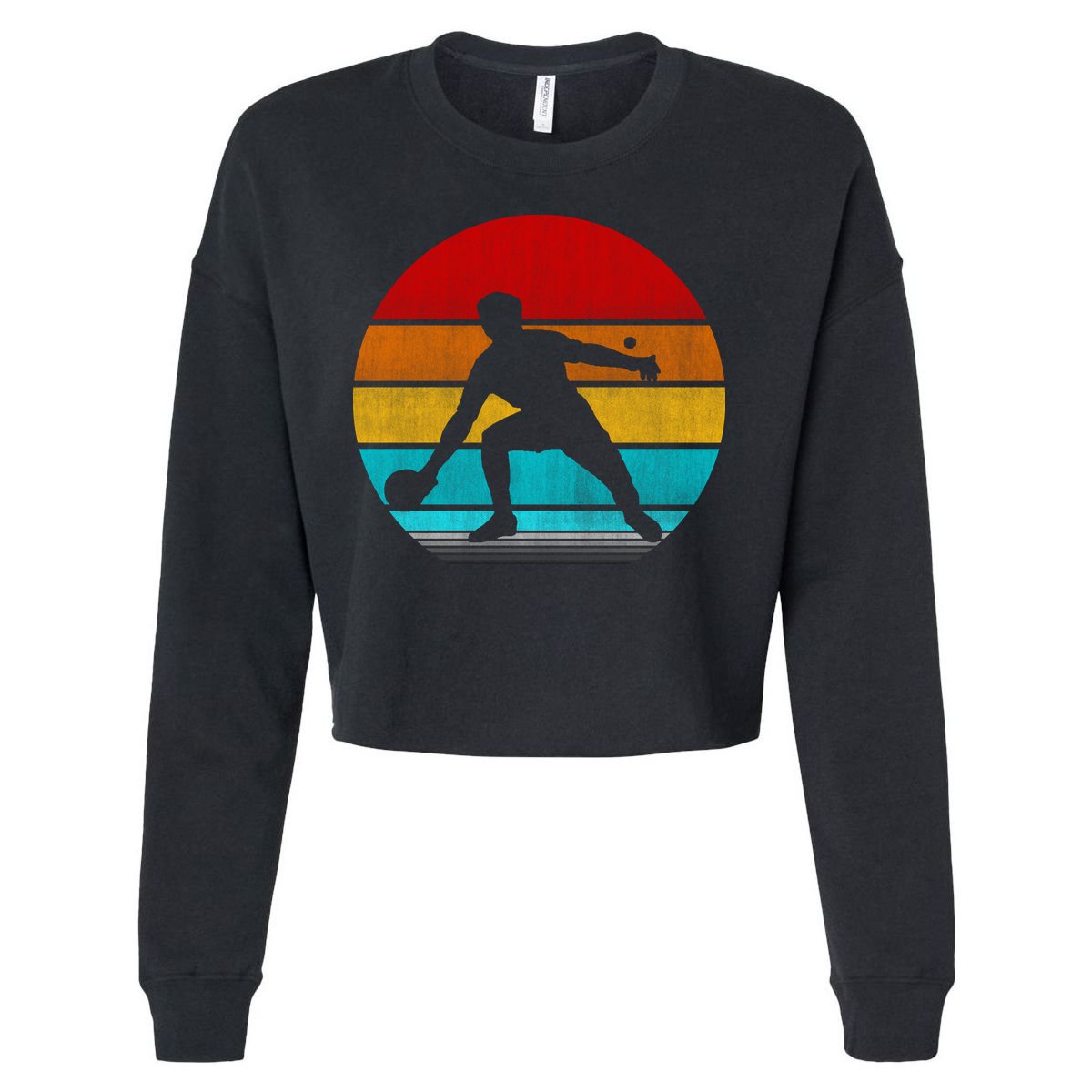 Retro Vintage Ping Pong Cropped Pullover Crew