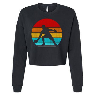 Retro Vintage Ping Pong Cropped Pullover Crew