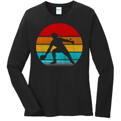 Retro Vintage Ping Pong Ladies Long Sleeve Shirt