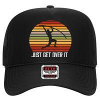 Retro Vintage Pole Vaulting Just Get Over It Pole Vault High Crown Mesh Back Trucker Hat