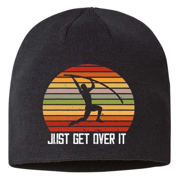 Retro Vintage Pole Vaulting Just Get Over It Pole Vault Sustainable Beanie