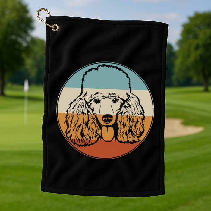 Retro Vintage Poodle Design for Puppy Lover Dog Rescue Golf Towel