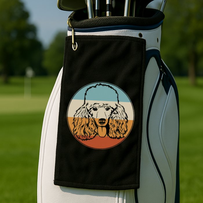 Retro Vintage Poodle Design for Puppy Lover Dog Rescue Golf Towel