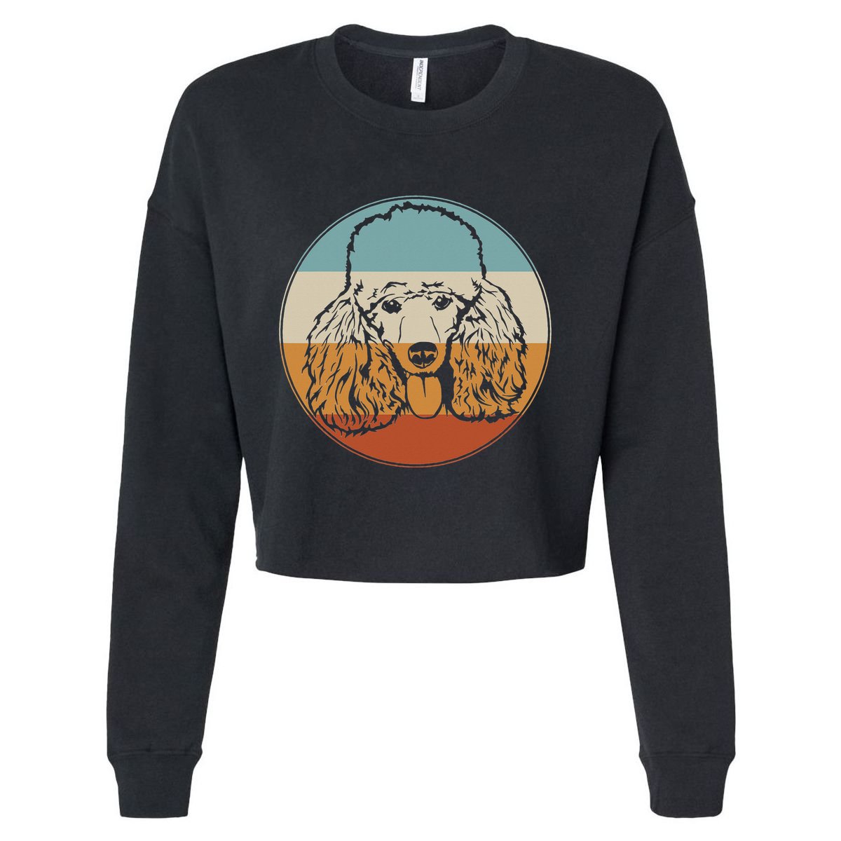 Retro Vintage Poodle Design for Puppy Lover Dog Rescue Cropped Pullover Crew