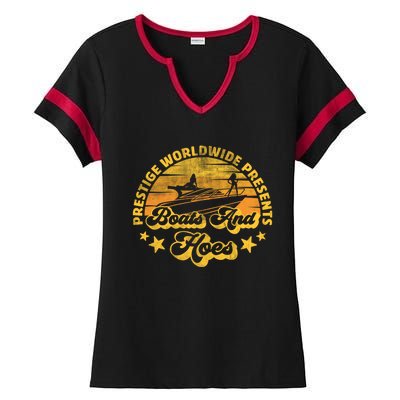 Retro Vintage Prestige Worldwide Boats And Hoes Ladies Halftime Notch Neck Tee