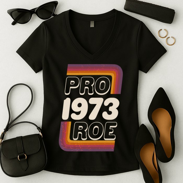 Retro VIntage Pro Roe 1973 Women's V-Neck T-Shirt