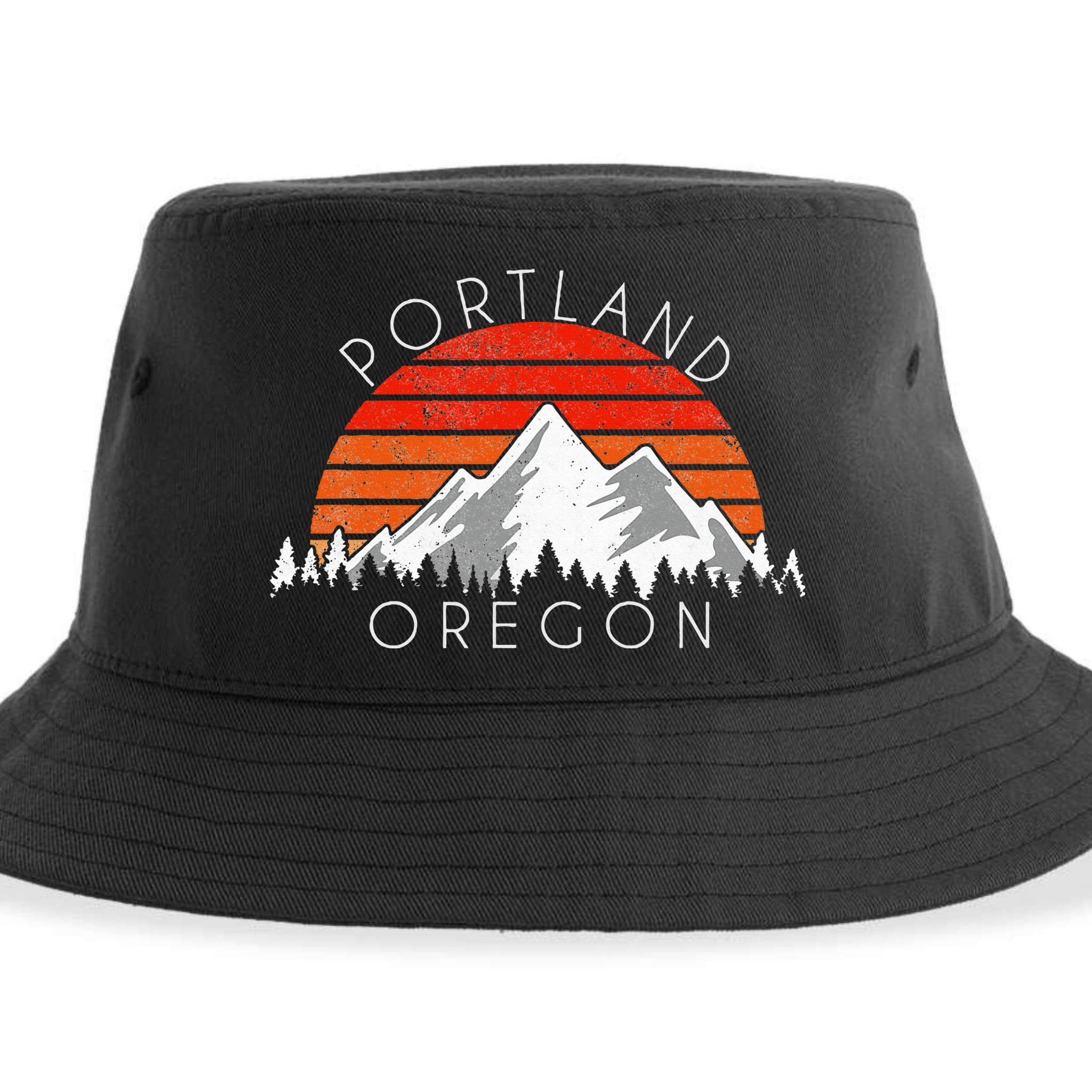 Retro Vintage Portland Oregon Distressed Sustainable Bucket Hat