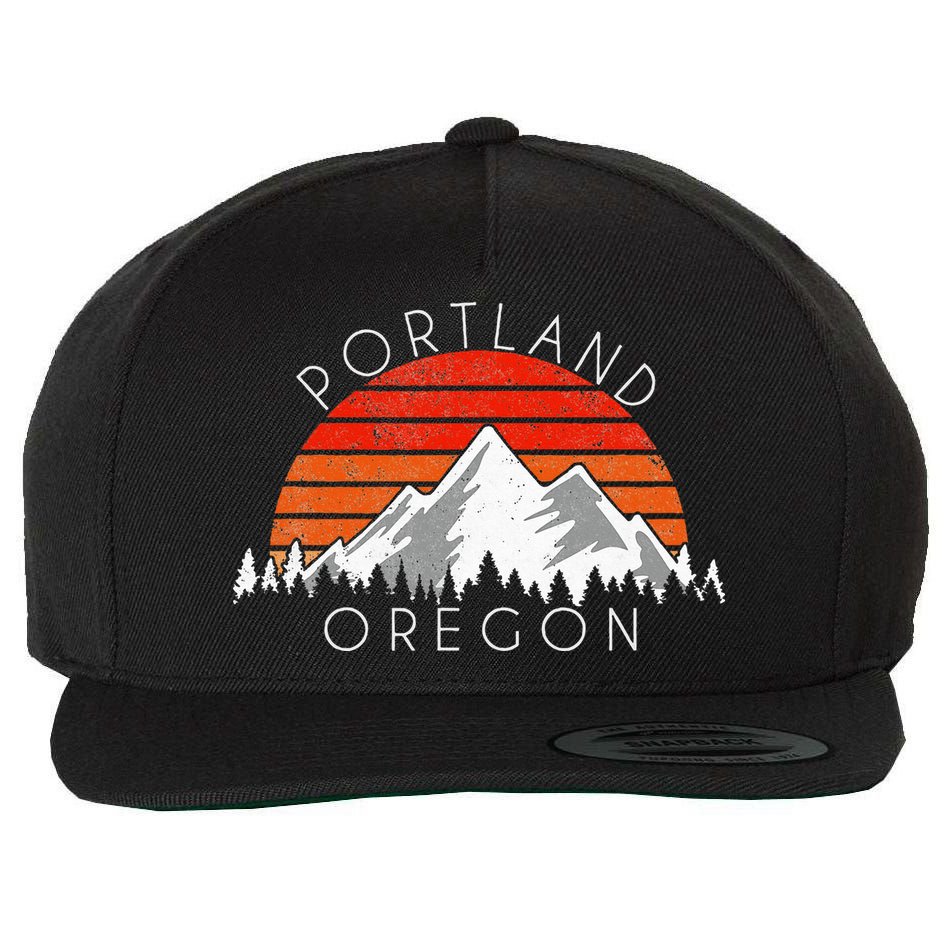 Retro Vintage Portland Oregon Distressed Wool Snapback Cap