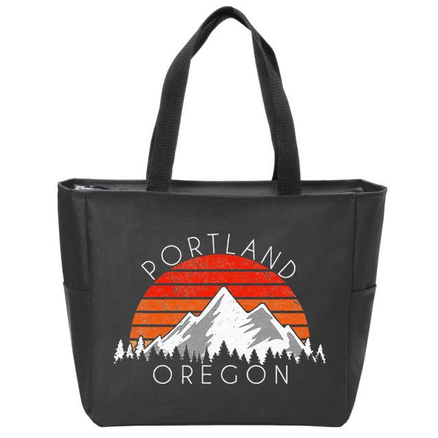 Retro Vintage Portland Oregon Distressed Zip Tote Bag