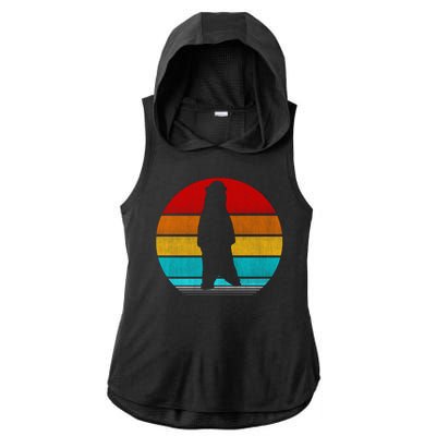 Retro Vintage Polar Bear Ladies PosiCharge Tri-Blend Wicking Draft Hoodie Tank