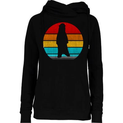 Retro Vintage Polar Bear Womens Funnel Neck Pullover Hood