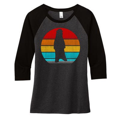 Retro Vintage Polar Bear Women's Tri-Blend 3/4-Sleeve Raglan Shirt