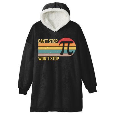 Retro Vintage Pi Day 314 Can't Stop Won't Stop Hooded Wearable Blanket