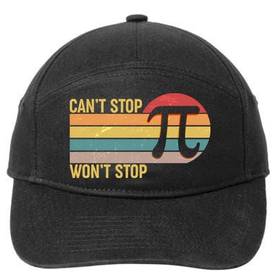 Retro Vintage Pi Day 314 Can't Stop Won't Stop 7-Panel Snapback Hat