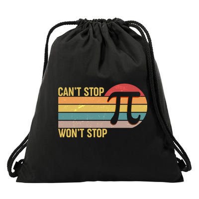 Retro Vintage Pi Day 314 Can't Stop Won't Stop Drawstring Bag