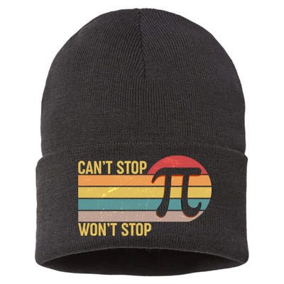 Retro Vintage Pi Day 314 Can't Stop Won't Stop Sustainable Knit Beanie