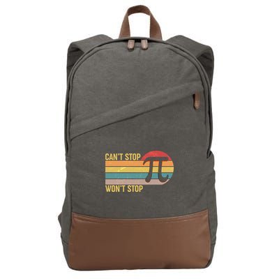 Retro Vintage Pi Day 314 Can't Stop Won't Stop Cotton Canvas Backpack