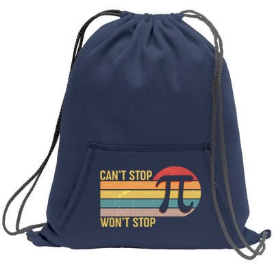 Retro Vintage Pi Day 314 Can't Stop Won't Stop Sweatshirt Cinch Pack Bag