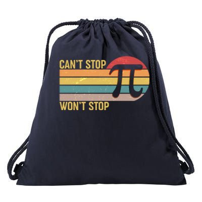 Retro Vintage Pi Day 314 Can't Stop Won't Stop Drawstring Bag