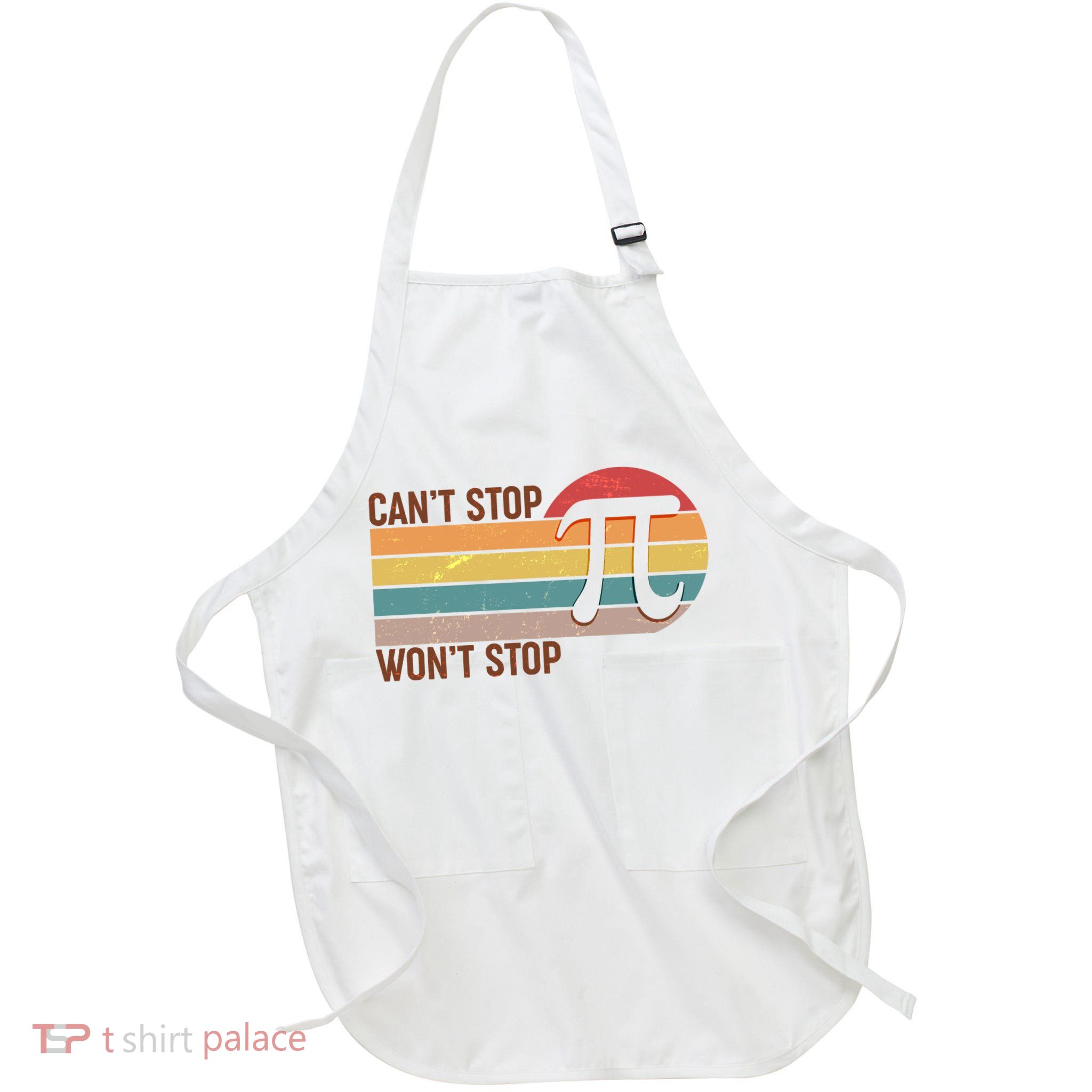 Retro Vintage Pi Day 314 Can't Stop Won't Stop Full-Length Apron With Pockets