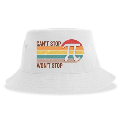 Retro Vintage Pi Day 314 Can't Stop Won't Stop Sustainable Bucket Hat