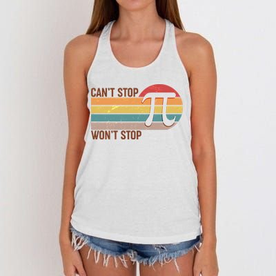 Retro Vintage Pi Day 314 Can't Stop Won't Stop Women's Knotted Racerback Tank