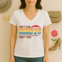 Retro Vintage Pi Day 314 Can't Stop Won't Stop Women's V-Neck T-Shirt