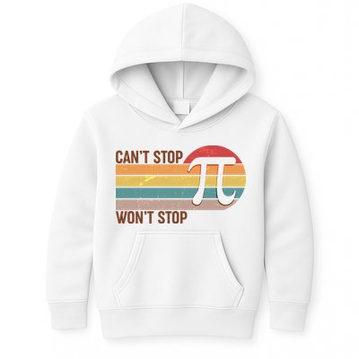 Retro Vintage Pi Day 314 Can't Stop Won't Stop Kids Hoodie